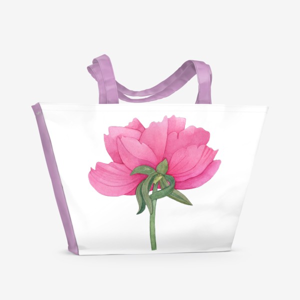 Пляжная сумка «Акварель цветок Розовый пион 2»