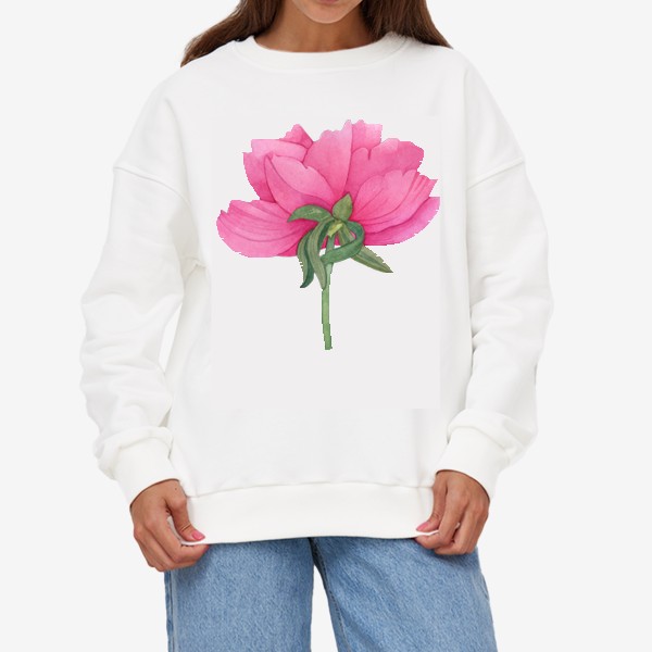 Свитшот «Акварель цветок Розовый пион 2»