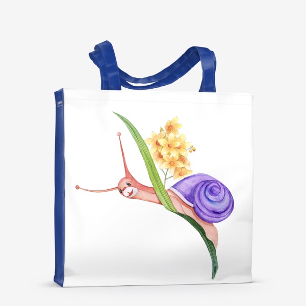 Сумка-шоппер «Маленькая улитка на цветке 2 Акварель»