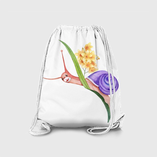 Рюкзак «Маленькая улитка на цветке 2 Акварель»