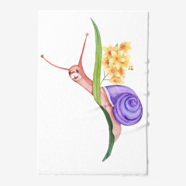 Полотенце «Маленькая улитка на цветке 2 Акварель»