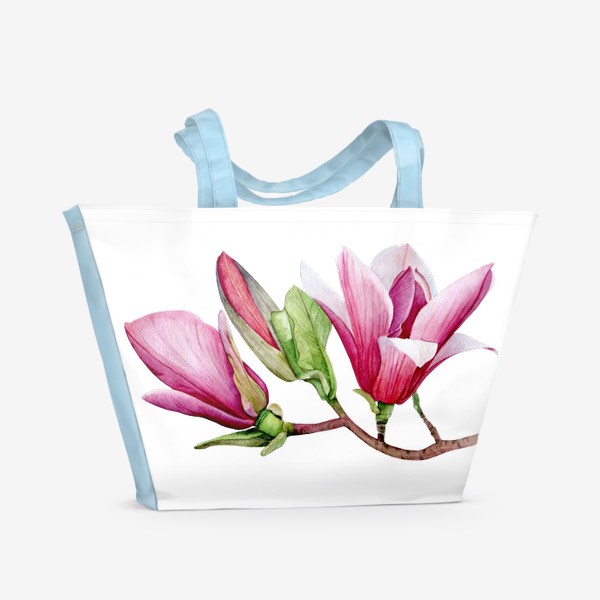 Пляжная сумка &laquo;Акварельные цветы Магнолии&raquo;