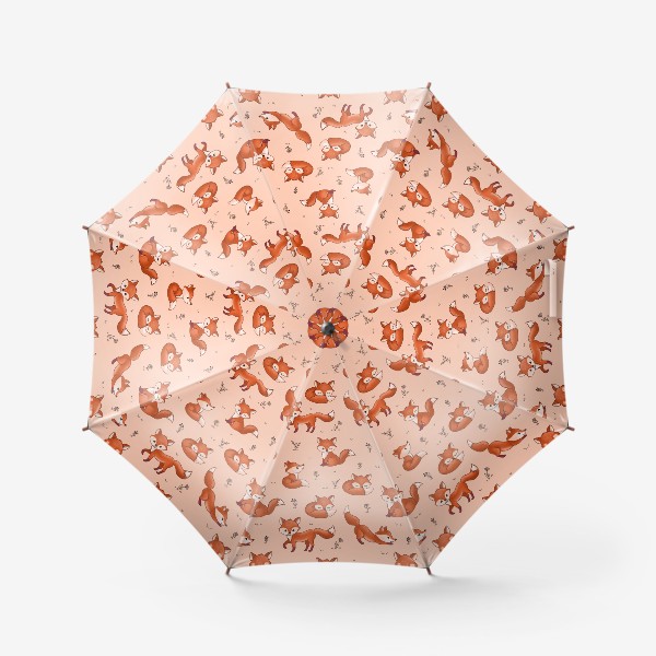 Зонт «Лисичка с цветами на бежевом »