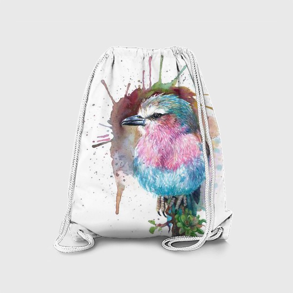 Рюкзак «Яркая птичка голубой розовый»