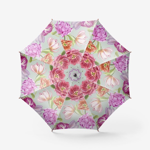 Зонт &laquo;бесшовный узор с разноцветными акварельными тюльпанами &raquo;
