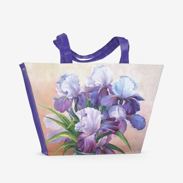 Пляжная сумка &laquo; букет весенних цветов ирисов&raquo;