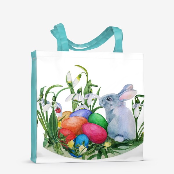 Сумка-шоппер «Акварельный рисунок святая Пасха, пасхальный кролик,  яйцо, праздник»