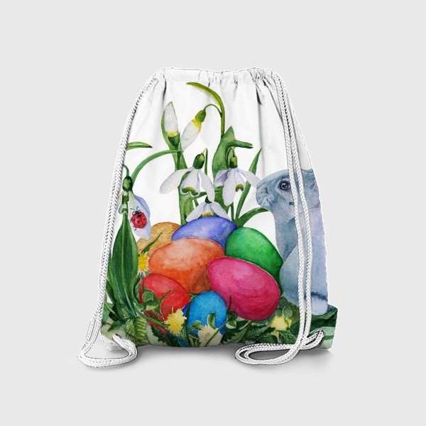 Рюкзак «Акварельный рисунок святая Пасха, пасхальный кролик,  яйцо, праздник»