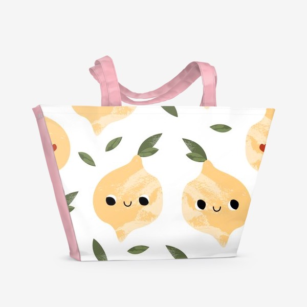 Пляжная сумка «Милый лимон. Детский фруктовый паттерн»