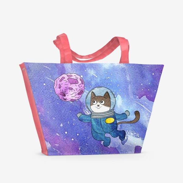 Пляжная сумка «Кот в космосе»
