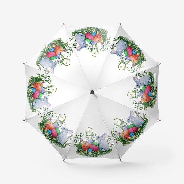 Зонт «Акварельный рисунок святая Пасха, пасхальный кролик,  яйцо, праздник»