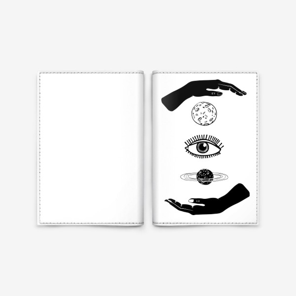 Обложка для паспорта «Планеты. Глаз. Руки.»