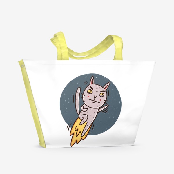 Пляжная сумка &laquo;Недовольный котик и многозадачность. Дедлайн. Сроки горят&raquo;