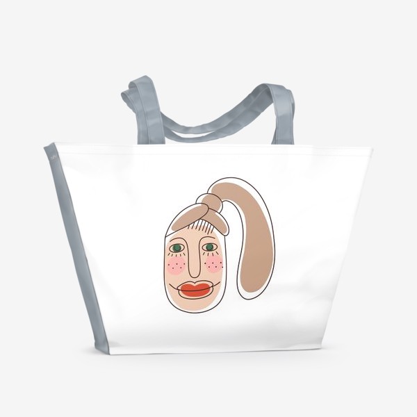 Пляжная сумка «Современный модный портрет девушки. Симпатичная блондинка »