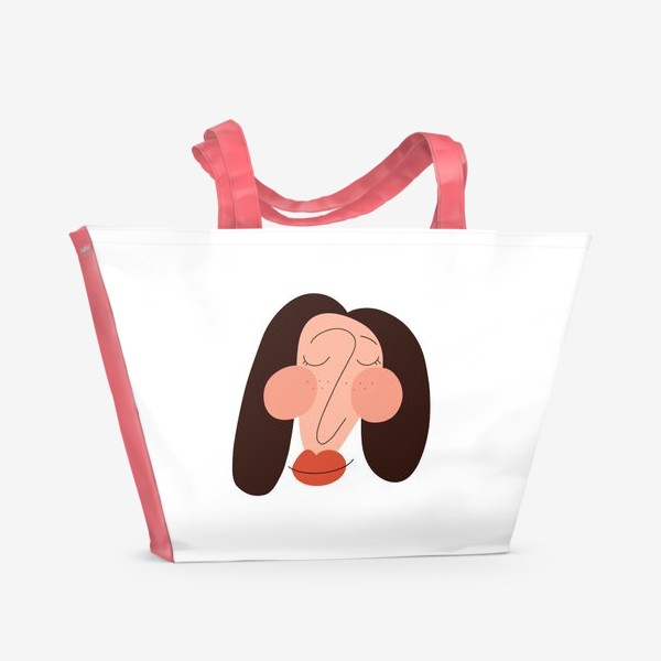 Пляжная сумка «Абстрактный портрет девушки в современном стиле. Симпатичная брюнетка»