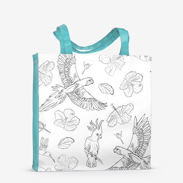 Сумка-шоппер «попугаи и тропические цветы»