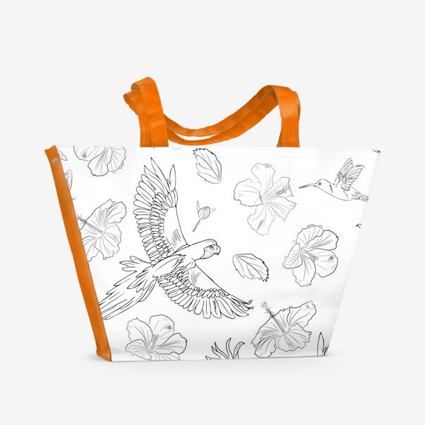 Пляжная сумка &laquo;попугаи и тропические цветы&raquo;