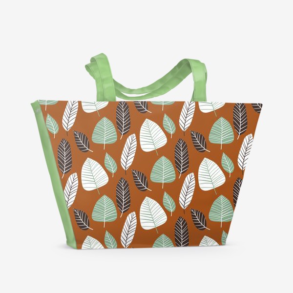 Пляжная сумка &laquo;Теплый природный узор с пестрыми листьями&raquo;