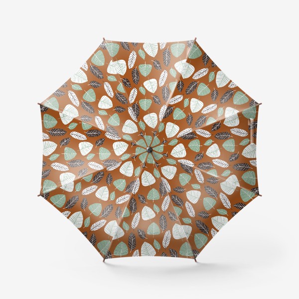Зонт «Теплый природный узор с пестрыми листьями»
