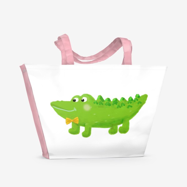 Пляжная сумка «Деловой крокодил с бабочкой»
