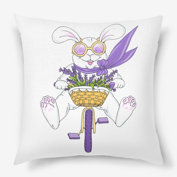 Подушка «кролик на велосипеде»