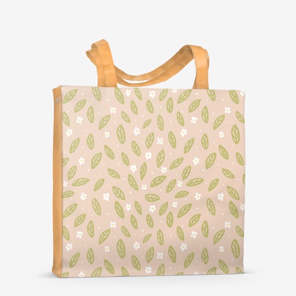 Сумка-шоппер «Нежный паттерн с листочками и цветами»