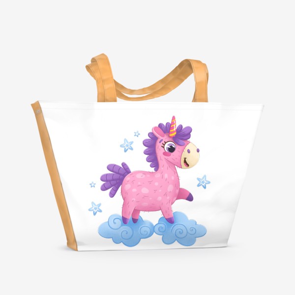 Пляжная сумка «Милый розовый единорог»