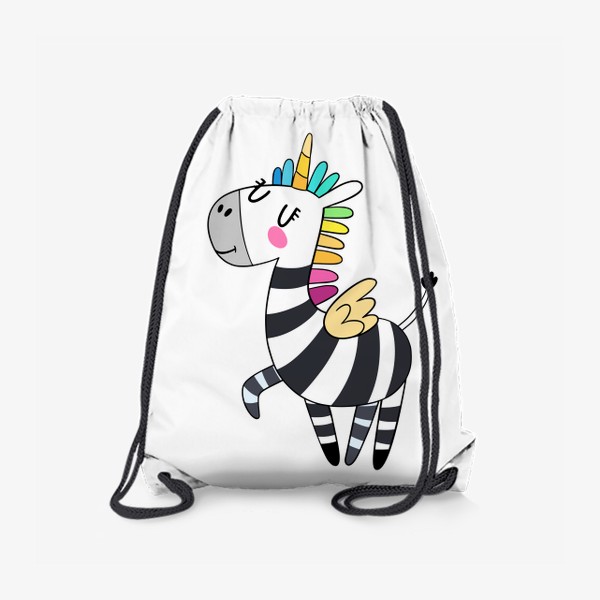 Рюкзак «Зебра-единорог с разноцветной гривой»