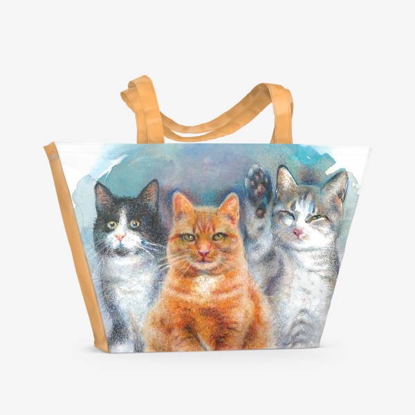 Пляжная сумка «Три кота, котики, коты»