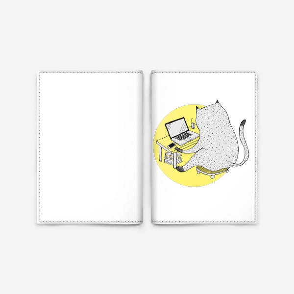 Обложка для паспорта «Кот на удаленке. Или кошка.»