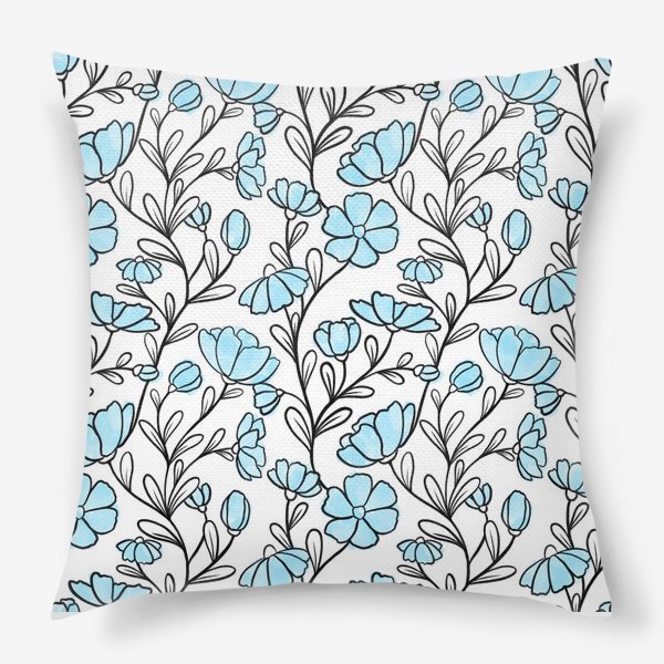 Подушка «Паттерн с голубыми цветами»