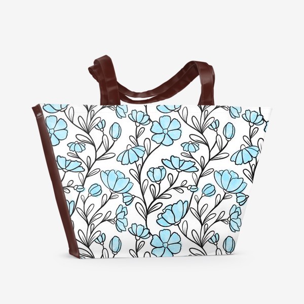 Пляжная сумка «Паттерн с голубыми цветами»