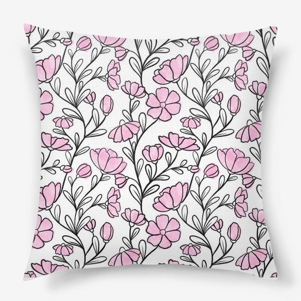 Подушка «Паттерн с розовыми цветами»