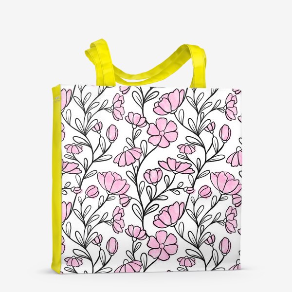 Сумка-шоппер «Паттерн с розовыми цветами»
