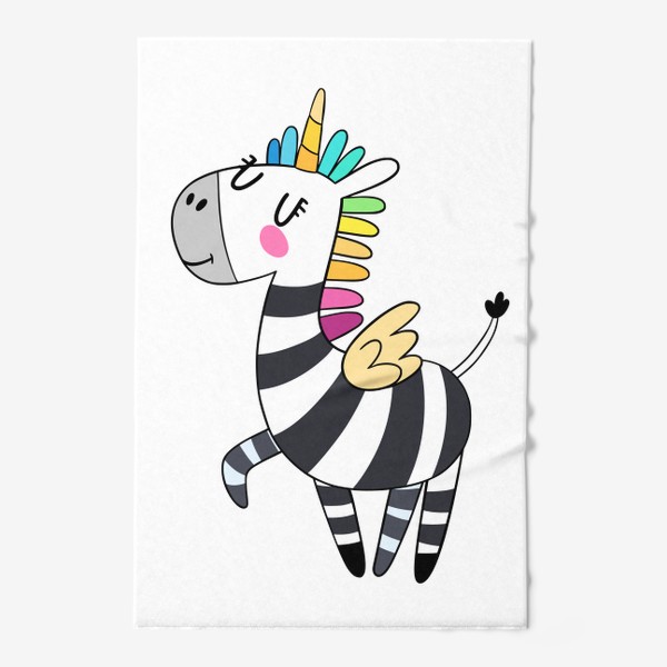 Полотенце «Зебра-единорог с разноцветной гривой»