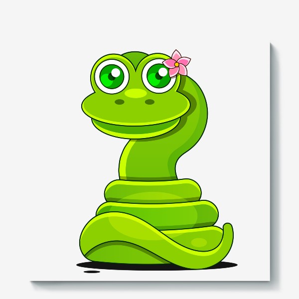 Холст «Green funny snake»