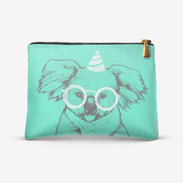 Косметичка «Праздничная коала в очках и конусе»