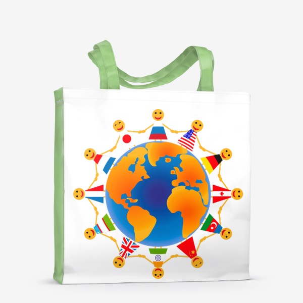 Сумка-шоппер «дружба народов люди держатся за руки: земной шар»