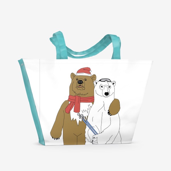 Пляжная сумка «спорт семья: белый и бурый медведь»
