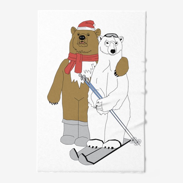 Полотенце «спорт семья: белый и бурый медведь»