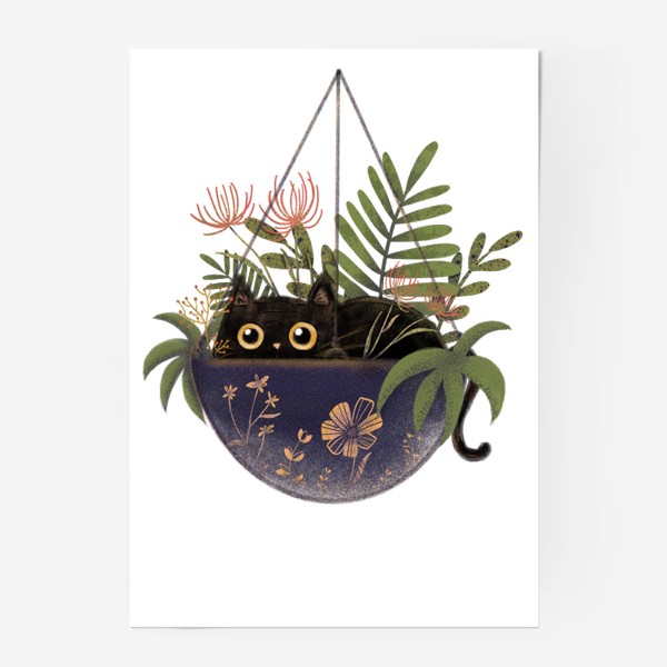Постер «Кот в цветах »
