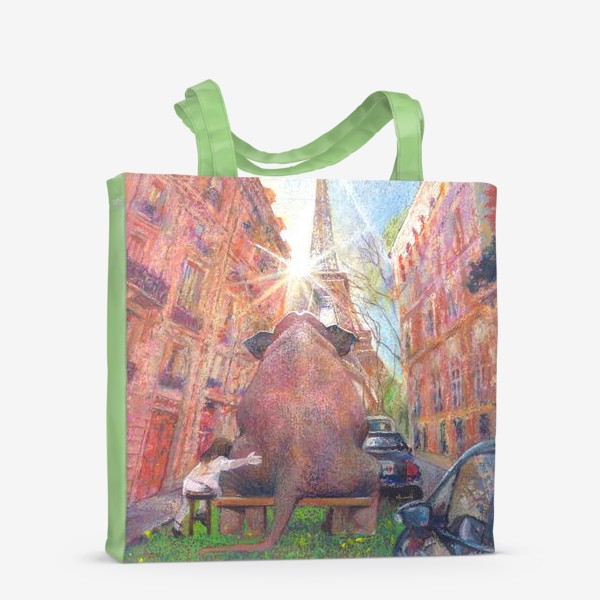 Сумка-шоппер «Париж, эйфелева башня, слон и девочка»