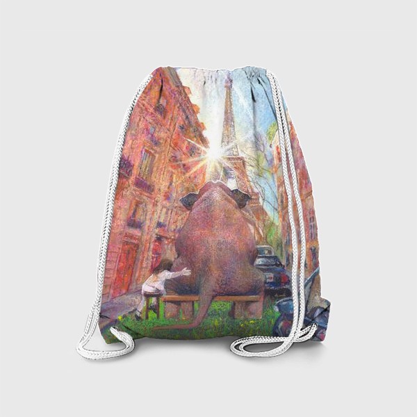 Рюкзак «Париж, эйфелева башня, слон и девочка»