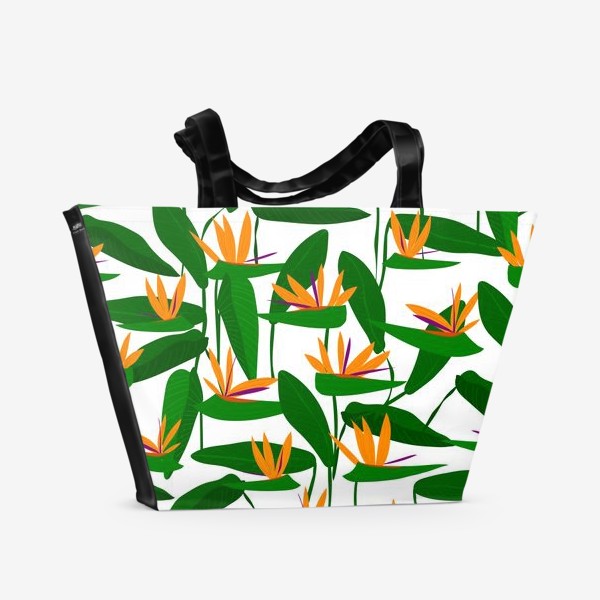 Пляжная сумка «тропические цветы, стрелиция»