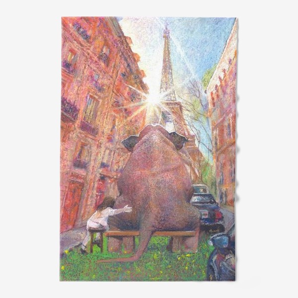 Полотенце «Париж, эйфелева башня, слон и девочка»