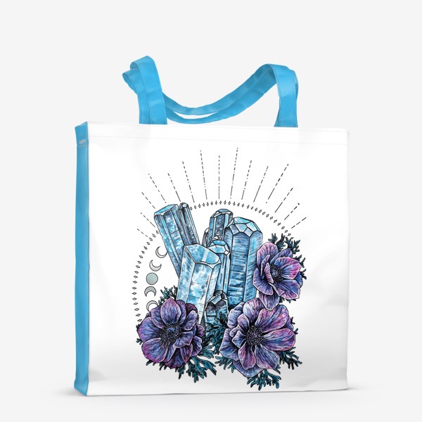 Сумка-шоппер «Аквамарин и анемоны, кристалл и цветы »
