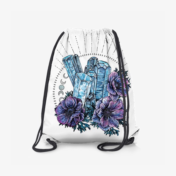 Рюкзак «Аквамарин и анемоны, кристалл и цветы »