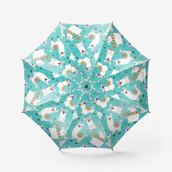 Зонт «Милые белые ламы на зеленом фоне»