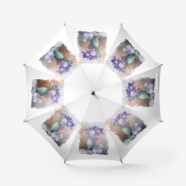 Зонт «арт, живописная картина маслом, букет весенних цветов»