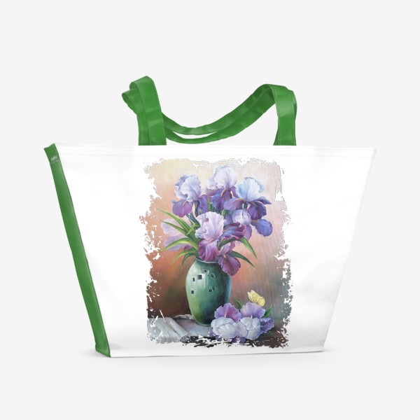 Пляжная сумка «арт, живописная картина маслом, букет весенних цветов»